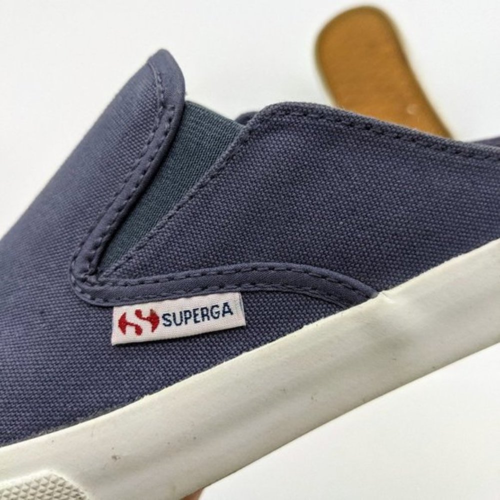 Superga Blue Canvas Slip On Mule Sneakers Size 7 - Picture 3 of 6